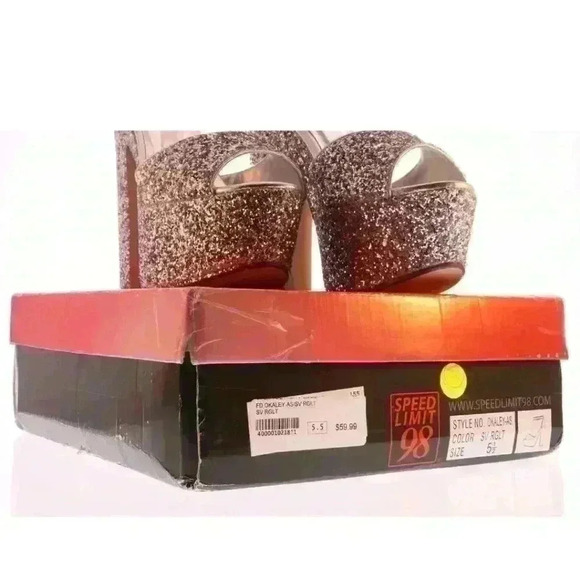 Women's Speed Limit 98 Okaley Platform Glitter New Years Party Heels Sz 5.5 $60 - Picture 7 of 7